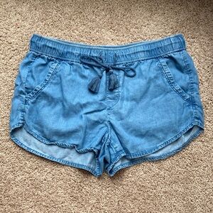 Loft Medium Blue Lounge Denim Shorts Elastic Waist Size Medium